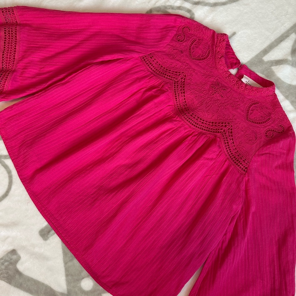 Anthropologie Fuchsia Lace Blouse - Picture 3 of 14